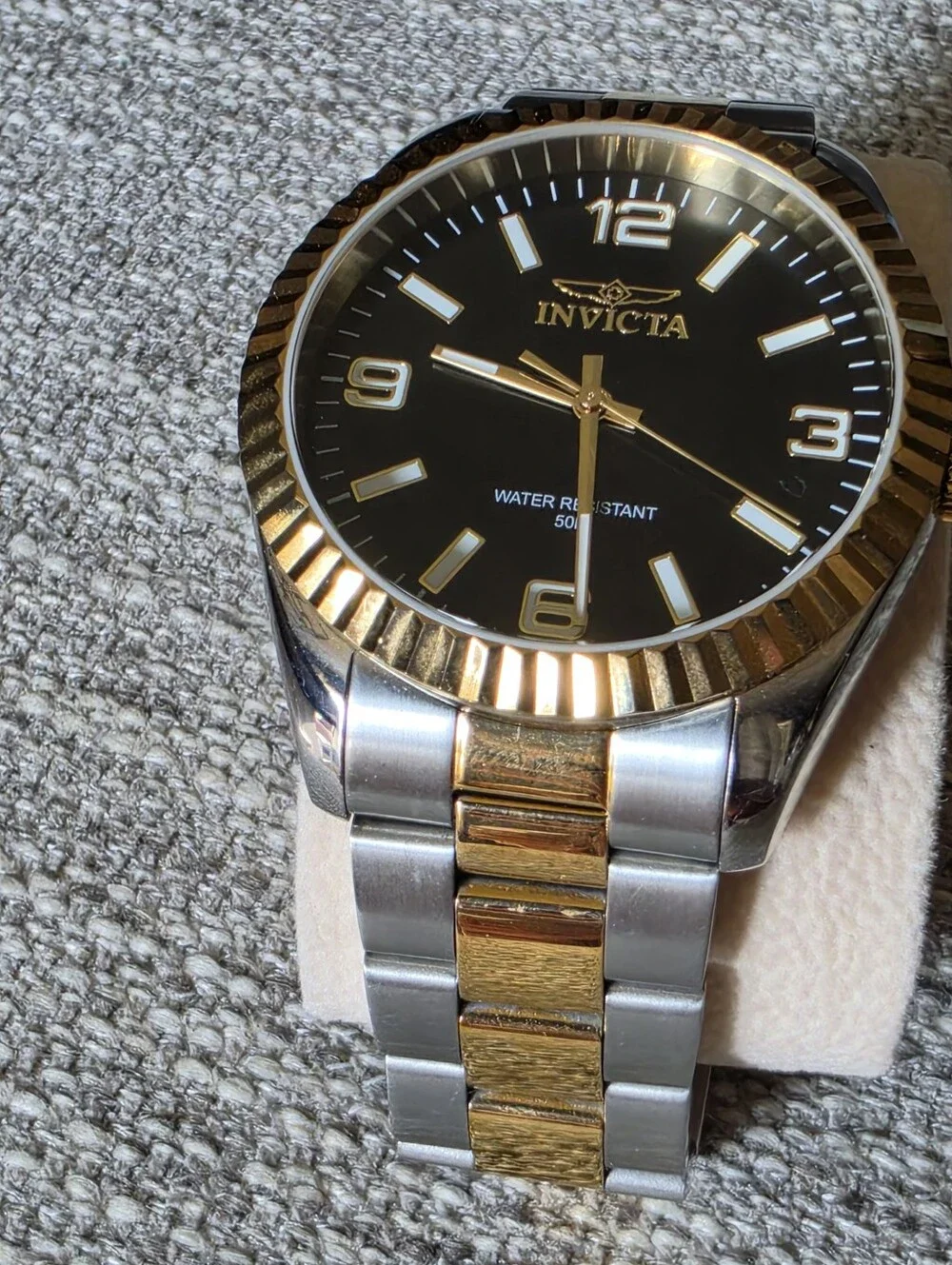 Invicta Two-Tone Gold and Silver Watch with Black Dial